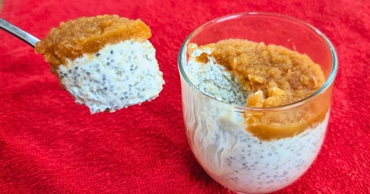 creme de maçã com queijo proteico e chia