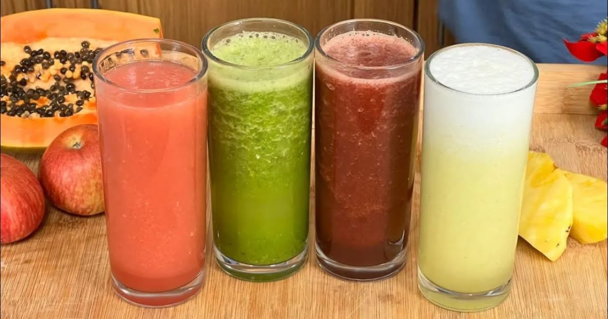 4 Receitas de Sucos Detox Suco Rosa, Verde e Amarelo Diuretico