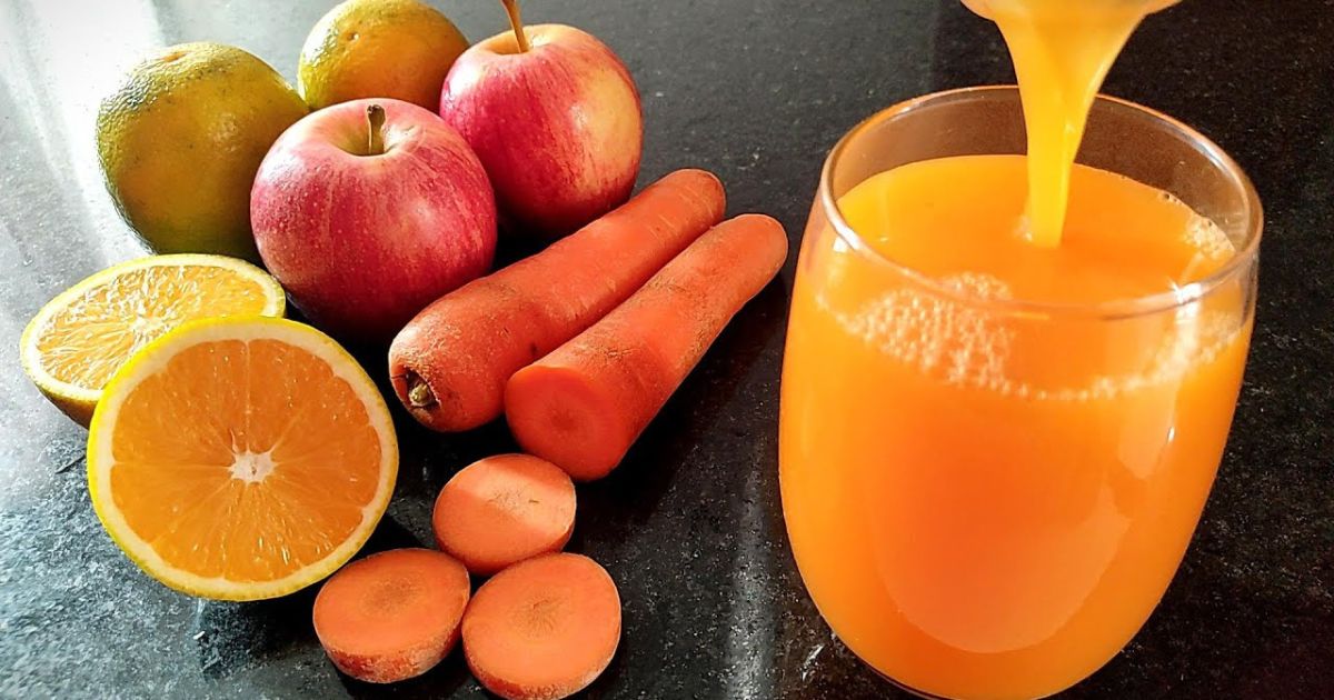 Receita do Suco de Cenoura com Laranja e Maçã