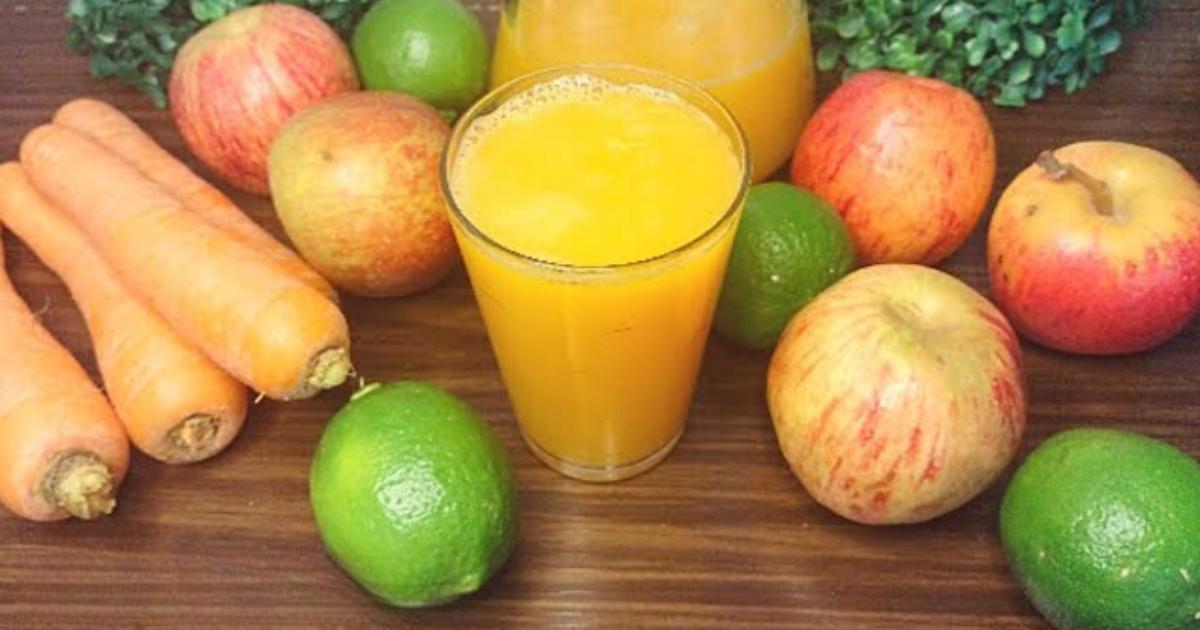 Suco de cenoura, maçã e limão: saúde em cada gole.