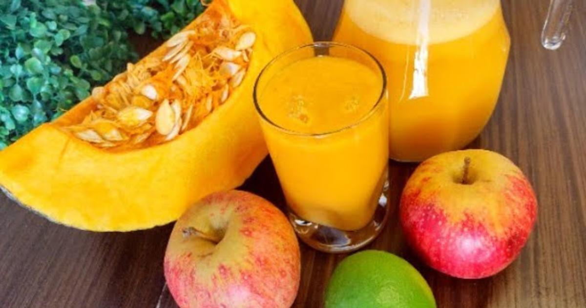 Suco de maçã, abóbora e limão para saúde e bem-estar.