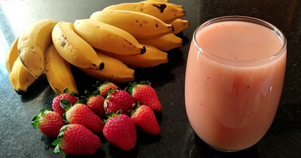 Vitamina de Banana com Morango Sem Leite Um Refresco Nutritivo e Sem Lactose!