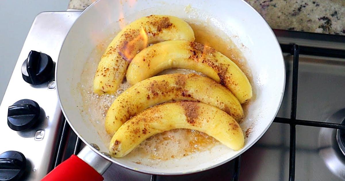 Banana flambada na frigideira com sabor irresistível