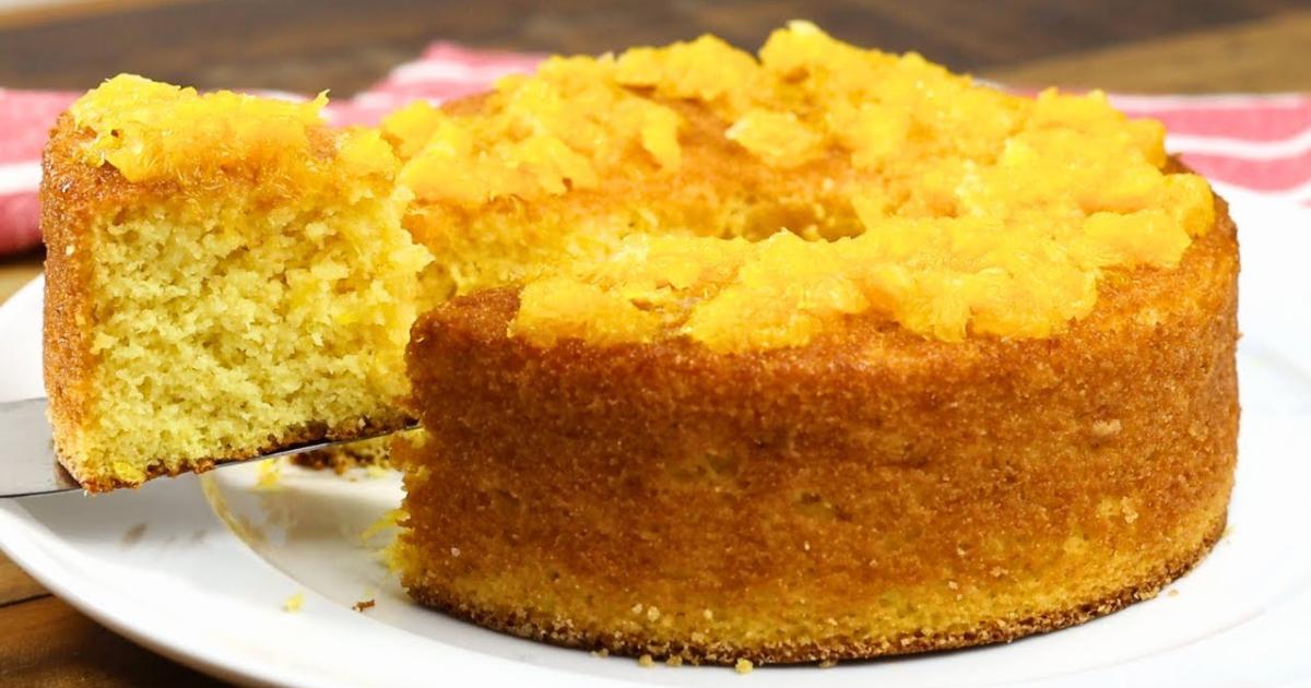 Bolo de laranja sem açúcar, fofinho e saudável.