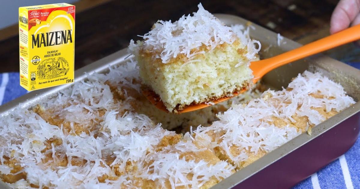 Bolo de maizena com coco: sem glúten e sem leite, fofinho e delicioso!